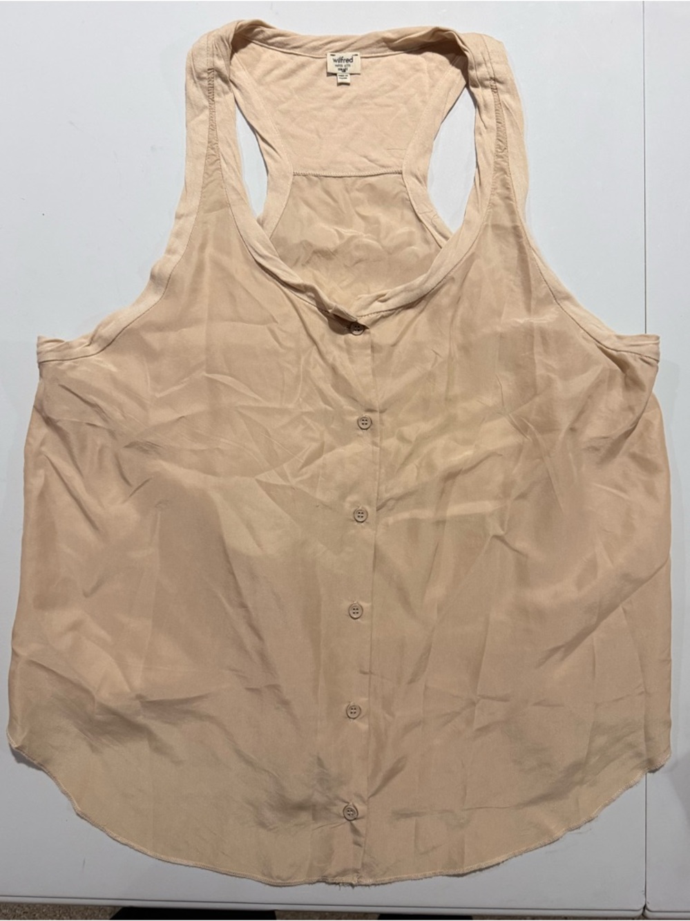 Wilfred Cream Button-Front Racerback Tank Cami 100% Silk
